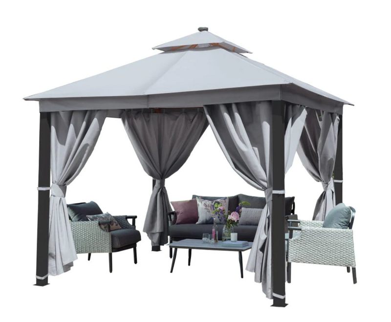Luxury Gazebo 3x3m With LED Gazebo w/ Curtains
