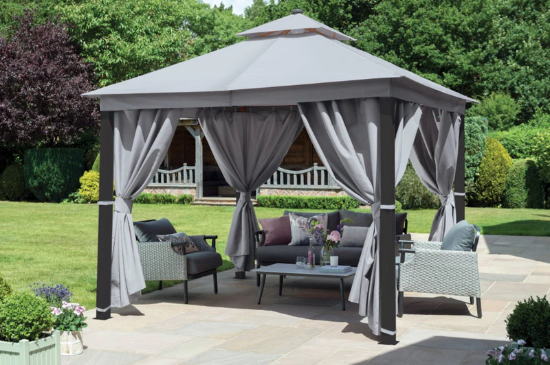 Luxury Gazebo 3x3m With LED Gazebo w/ Curtains