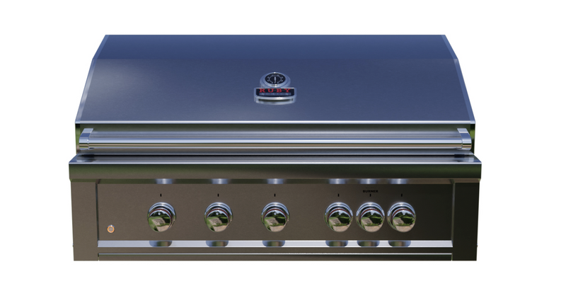 Sunstone Ruby Series 5 Burner Gas Grill with Infrared Rear Burner, Rotisserie Kit, and Cover