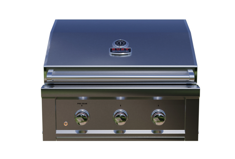 Sunstone Ruby Series 3 Burner Gas Grill with Infrared Rear Burner, Rotisserie Kit, and Cover