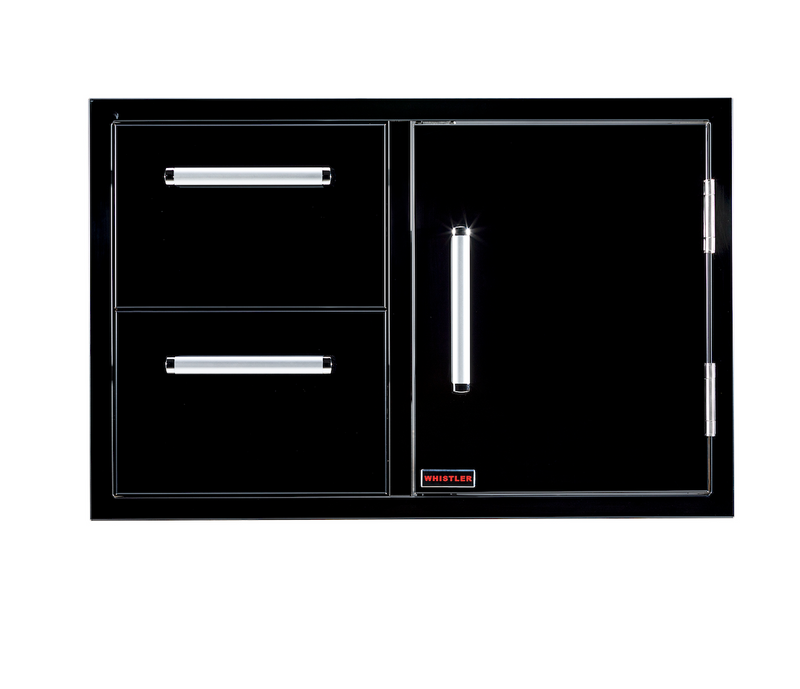Whistler Burford Double Drawer & Door Unit Black