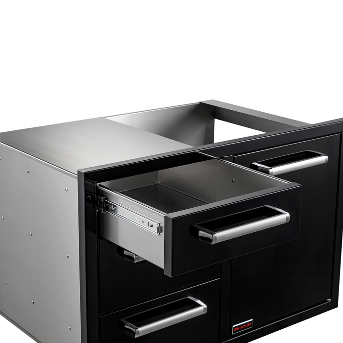 Whistler burford built-in triple drawer and waste bin unit Black