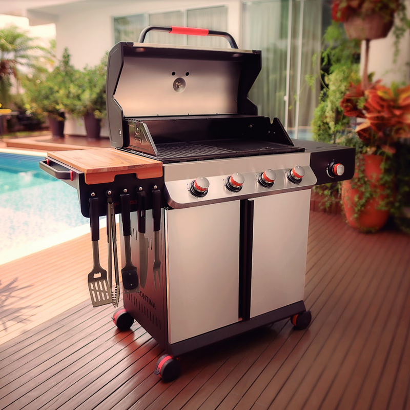 Tramontina TGP 6000 4-Burner Gas BBQ Grill with Side Burner + Cover