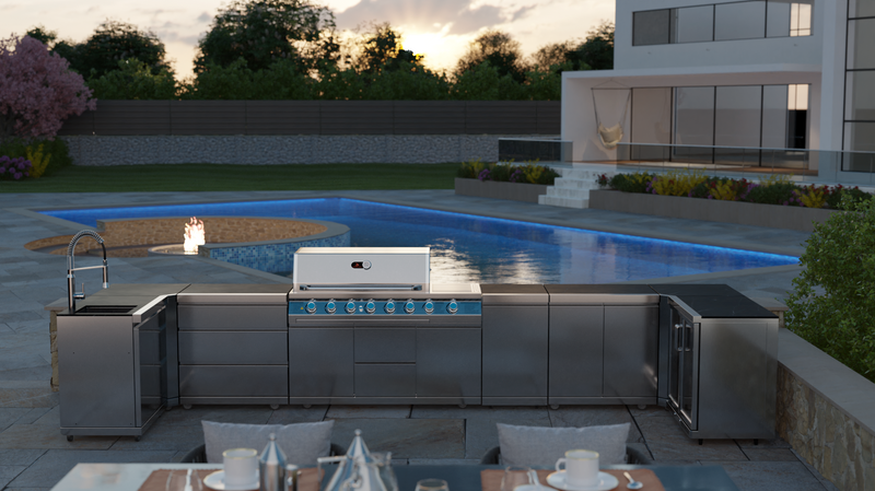 Whistler Outdoor Kitchen 6 Burner BBQ, Sink and Fridge | Malmesbury | 1.5 x 5Meter x 1.5Meters