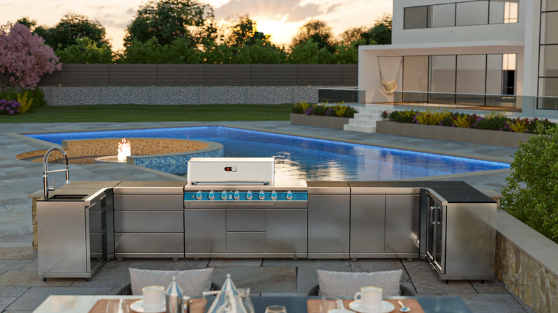 Whistler Outdoor Kitchen 6 Burner BBQ, Sink and Fridge | Malmesbury | 1.5 x 5Meter x 1.5Meters