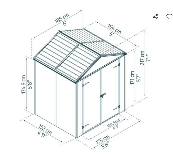 Rubicon 6 ft. x 5 ft. Shed With Floor - Dark Grey Panels