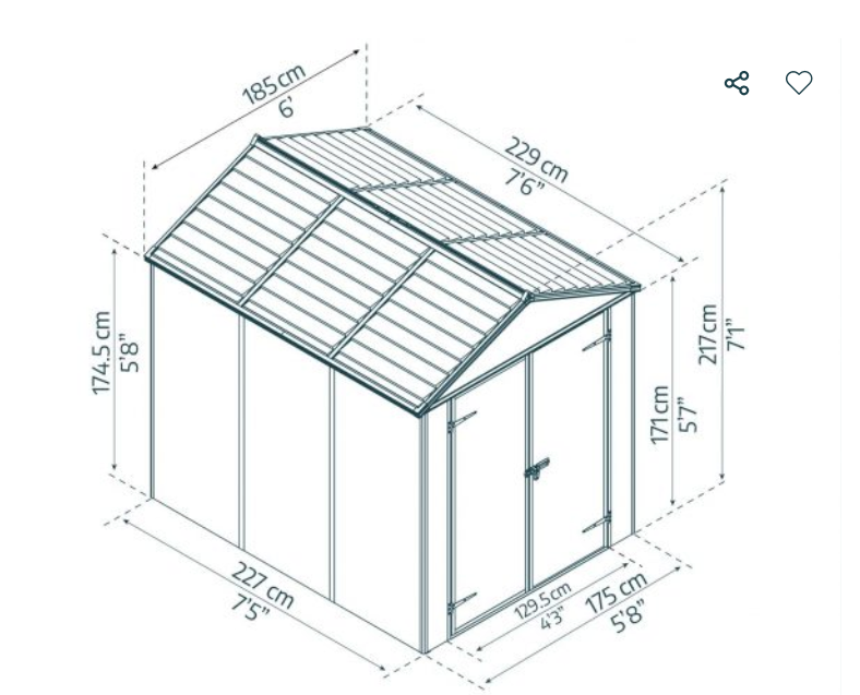 Rubicon 6 ft. x 8 ft. Shed With Floor - Dark Grey Panels