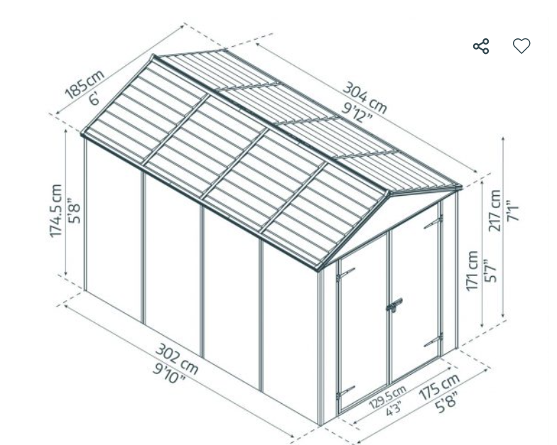 Rubicon 6 ft. x 10 ft. Shed With Floor - Dark Grey Panels
