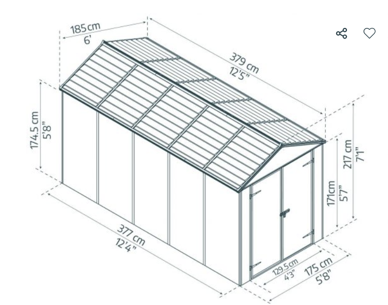 Rubicon 6 ft. x 12 ft. Shed With Floor - Dark Grey Panels