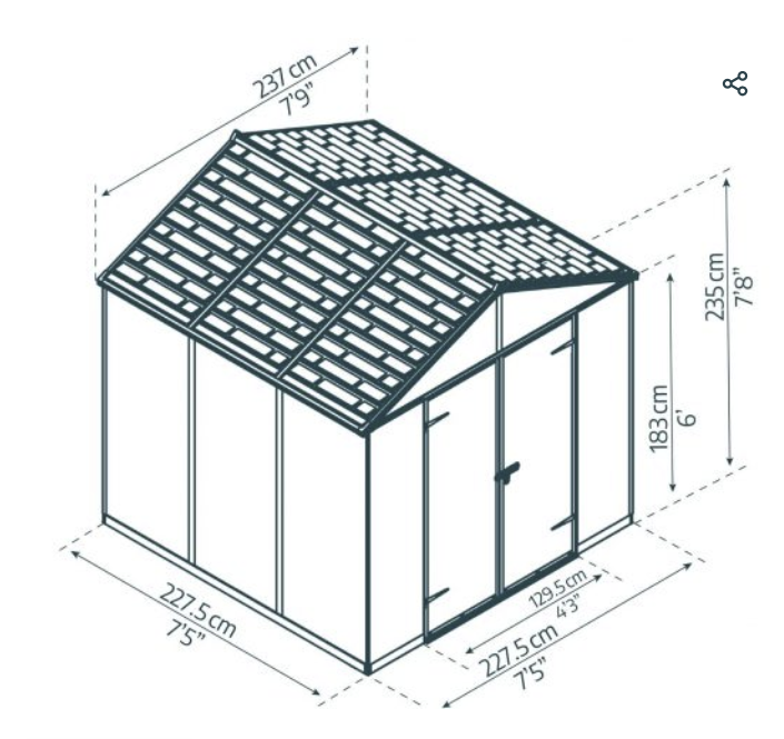 Rubicon 8 ft. x 8 ft. Shed With Floor - Dark Grey Panels