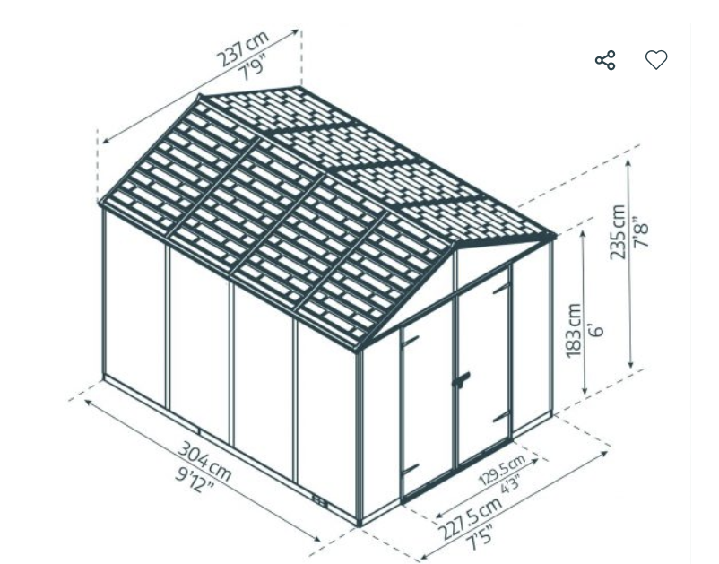 Rubicon 8 ft. x 10 ft. Shed With Floor - Dark Grey Panels