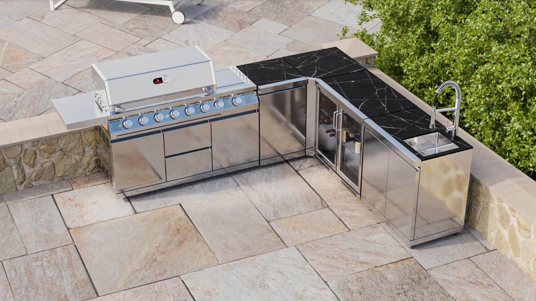 Whistler Cirencester Outdoor Kitchen 6 Burner BBQ, Sink and Fridge Marlborough