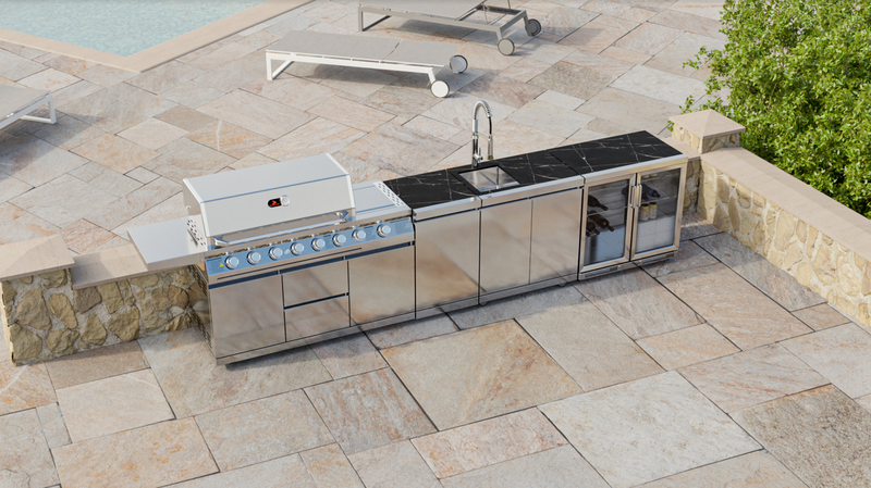 Whistler Outdoor Kitchen 6 Burner BBQ, Sink and Fridge | Oaksey | 4.2Meters