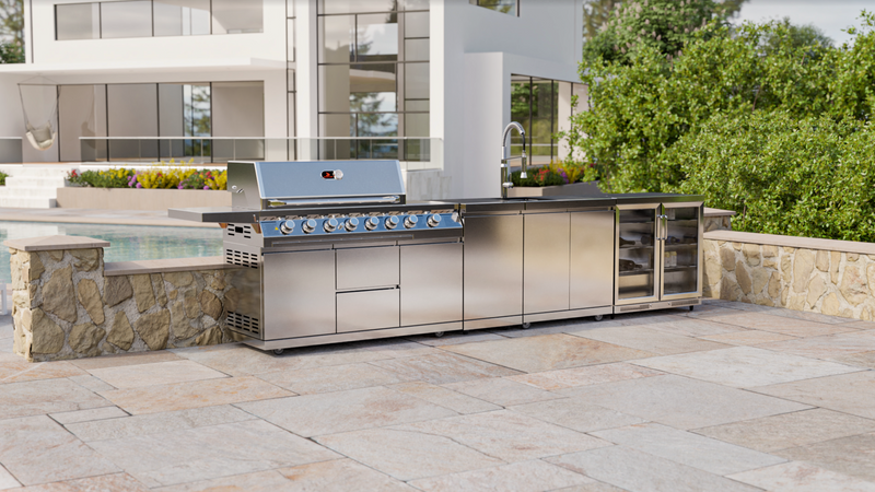 Whistler Outdoor Kitchen 6 Burner BBQ, Sink and Fridge | Oaksey | 4.2Meters
