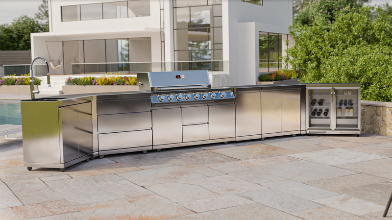 Whistler Outdoor Kitchen 6 Burner BBQ, Sink and Fridge | Stanton | 5.7Meters