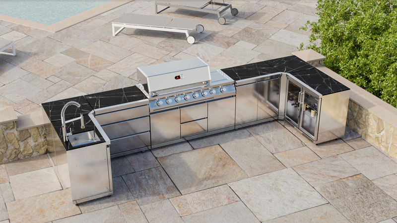 Whistler Outdoor Kitchen 6 Burner BBQ, Sink and Fridge | Luton | 1.5 x 4.4 x 1.6Meters