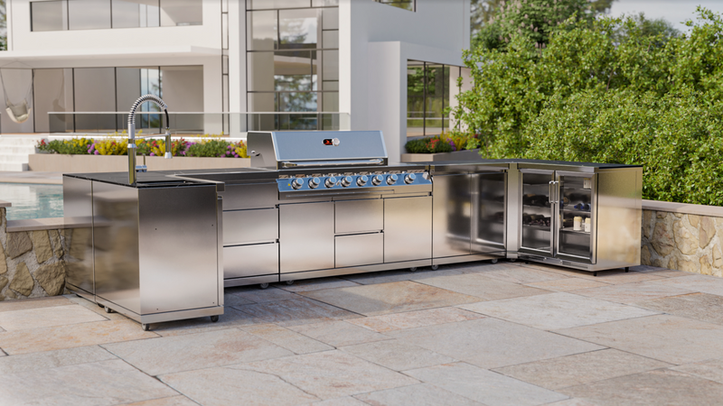 Whistler Outdoor Kitchen 6 Burner BBQ, Sink and Fridge | Luton | 1.5 x 4.4 x 1.6Meters