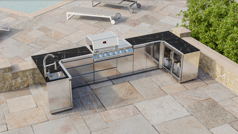 Whistler Outdoor Kitchen 4 Burner BBQ, Sink and Fridge | Luton | 1.5 x 4.2 x 1.6Meters