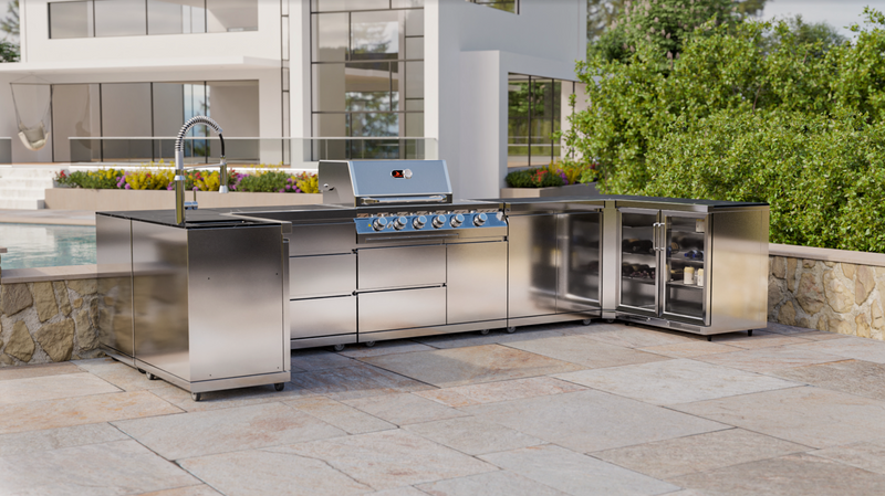 Whistler Outdoor Kitchen 4 Burner BBQ, Sink and Fridge | Luton | 1.5 x 4.2 x 1.6Meters