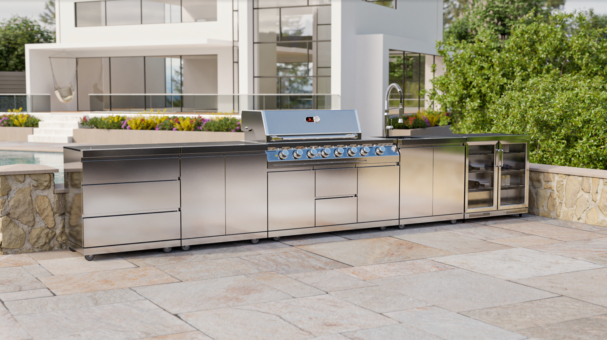 Whistler Cirencester Outdoor Kitchen 6 Burner BBQ, Fridge and Sink Newcastle