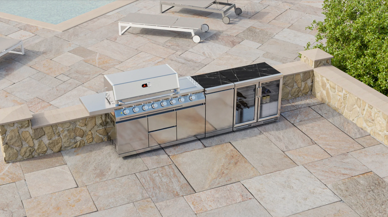 Whistler Outdoor Kitchen 6 Burner BBQ, and Fridge | Blockley and Pizza Oven | 3.3Meters