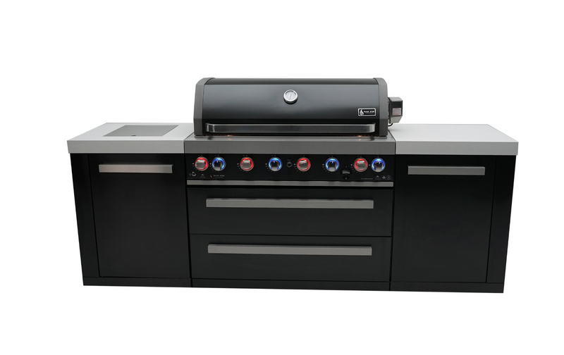 Mont Alpi Outdoor kitchen Black 6 Burner, and Weather Cover - 2.4m
