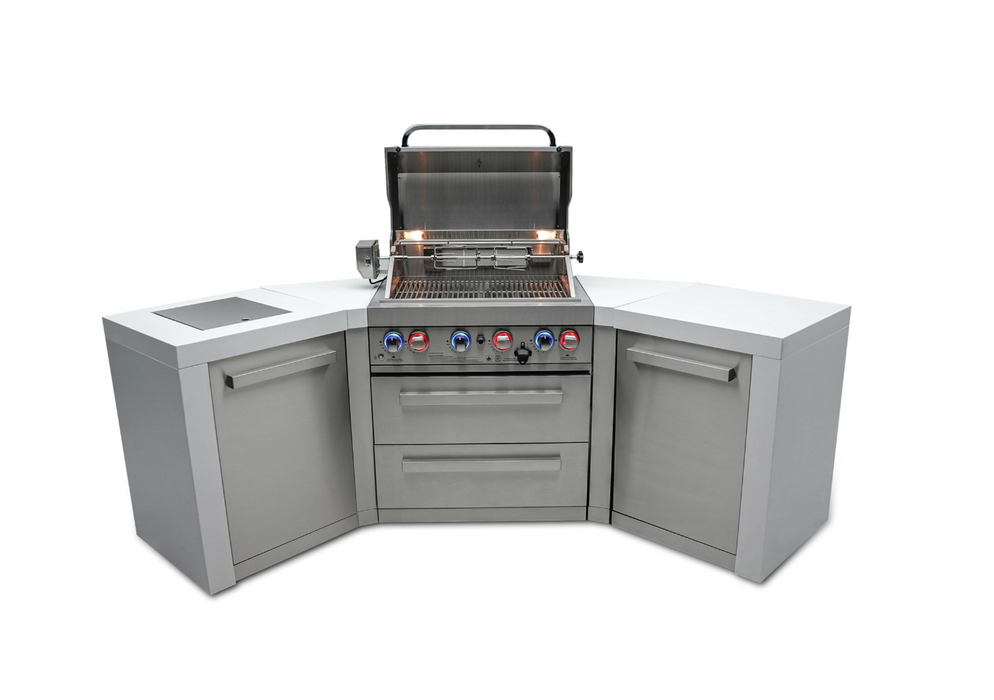 Mont Alpi Outdoor kitchen 4-burner Deluxe Island with 45-degree corners + Cover 2.7M