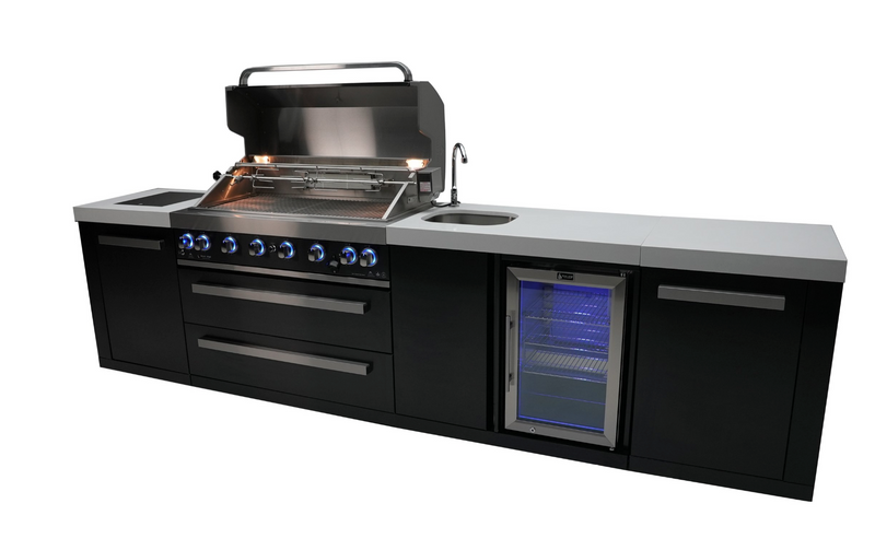 Mont Alpi Outdoor kitchen Black 6 Burner, Fridge, Sink and Weather Cover - 3.4m