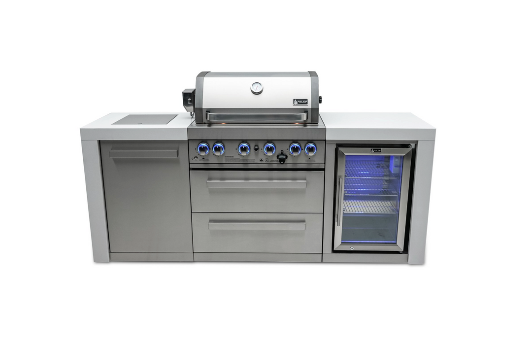 Mont Alpi Outdoor kitchen 4-burner Deluxe Island with Fridge Cabinet + Cover  2.1M