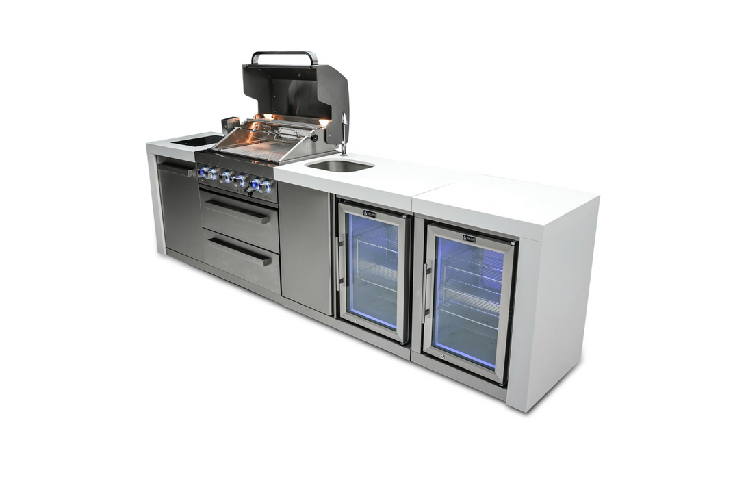 Mont Alpi 4-burner Deluxe Island with a Beverage Center And Fridge Cabinet + Cover - 3.1M