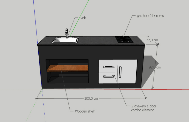 Grillandia Outdoor kitchen Sink, and 2 Burner Hob | 2m