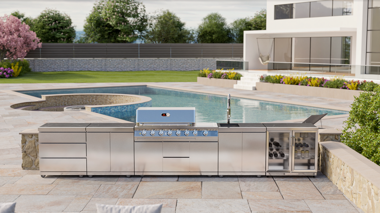 Whistler Arnold 6 Burner Outdoor Kitchen ( New Double line rounded Hood )