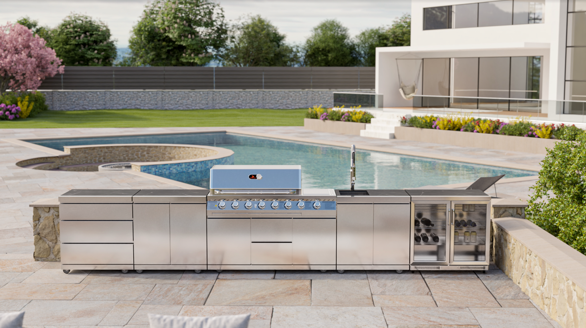 Whistler Cirencester Outdoor Kitchen 6 Burner BBQ, Fridge and Sink Newcastle