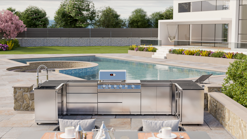 Whistler Outdoor Kitchen 4 Burner BBQ, Sink and Fridge | Luton | 1.5 x 4.2 x 1.6Meters