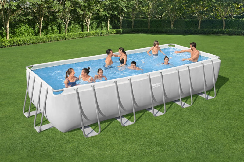 Bestway Power Steel Rectangular 21ft x 9ft x 52" Above Ground Swimming Pool, Set and Pool Cover