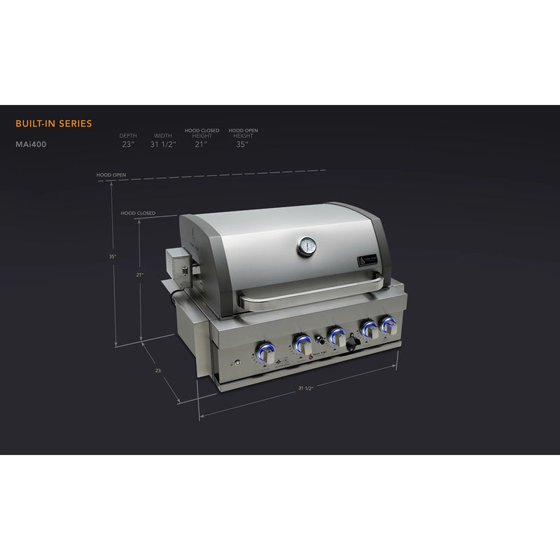 Mont Alpi Stainless Steel 400 32" Built In Barbecue