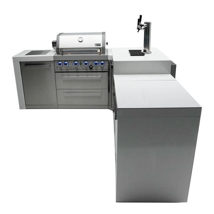 Mont Alpi Outdoor kitchen 400 Deluxe BBQ Grill Island with 90 Degree Corner & Kegerator - MAi400-D90KEG