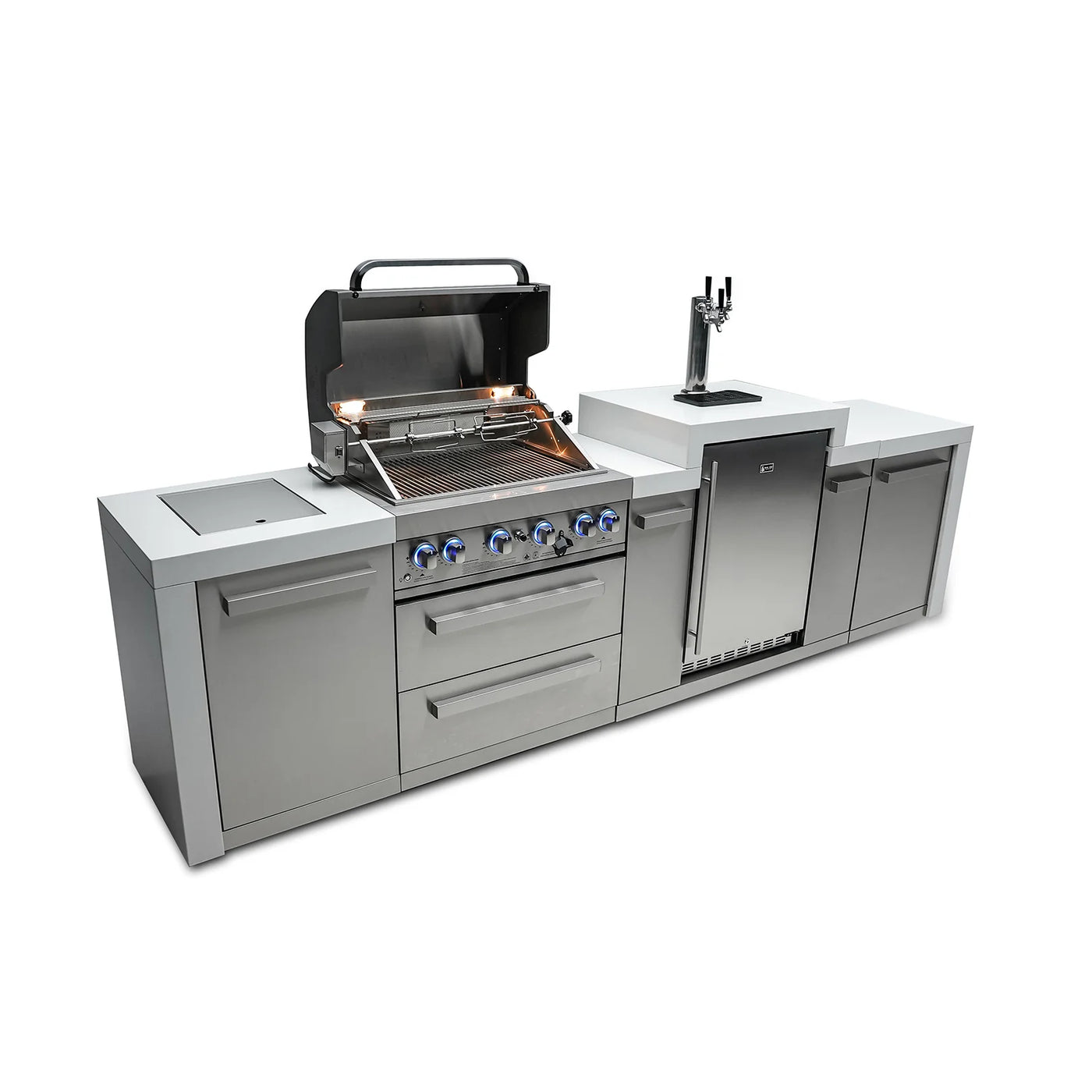 Mont Alpi Outdoor kitchen 4 Burner, Side Burner and Kegerator