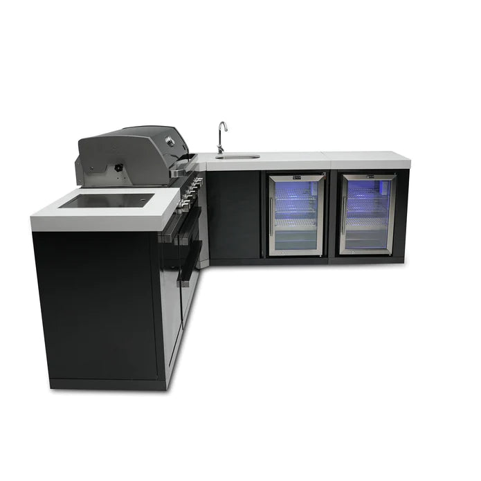 Mont Alpi Outdoor kitchen Black 6 Burner, Sink, Double Fridge and Weather Cover