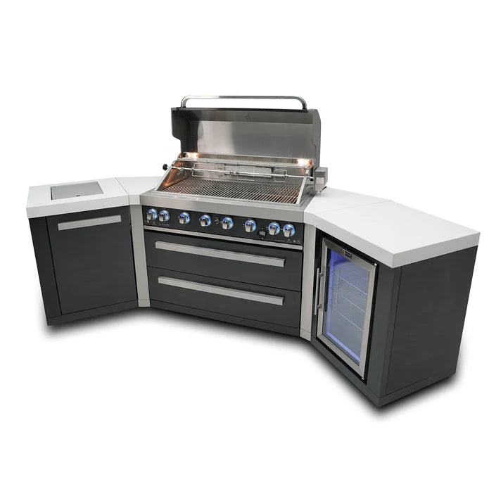 Mont Alpi Outdoor kitchen Black 6 Burner, Fridge and Weather Cover - 2.8m