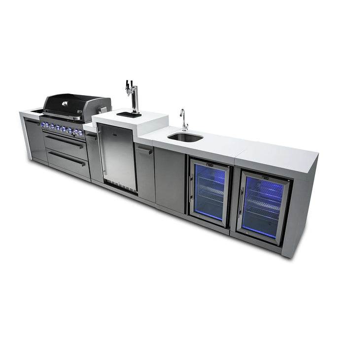 Mont Alpi Outdoor kitchen 805 Deluxe BBQ Grill Island with Kegerator, Beverage Center & Fridge Cabinet - MAi805-DKEGBEVFC