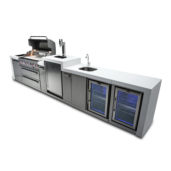 Mont Alpi Outdoor kitchen 805 Deluxe BBQ Grill Island with Kegerator, Beverage Center & Fridge Cabinet - MAi805-DKEGBEVFC