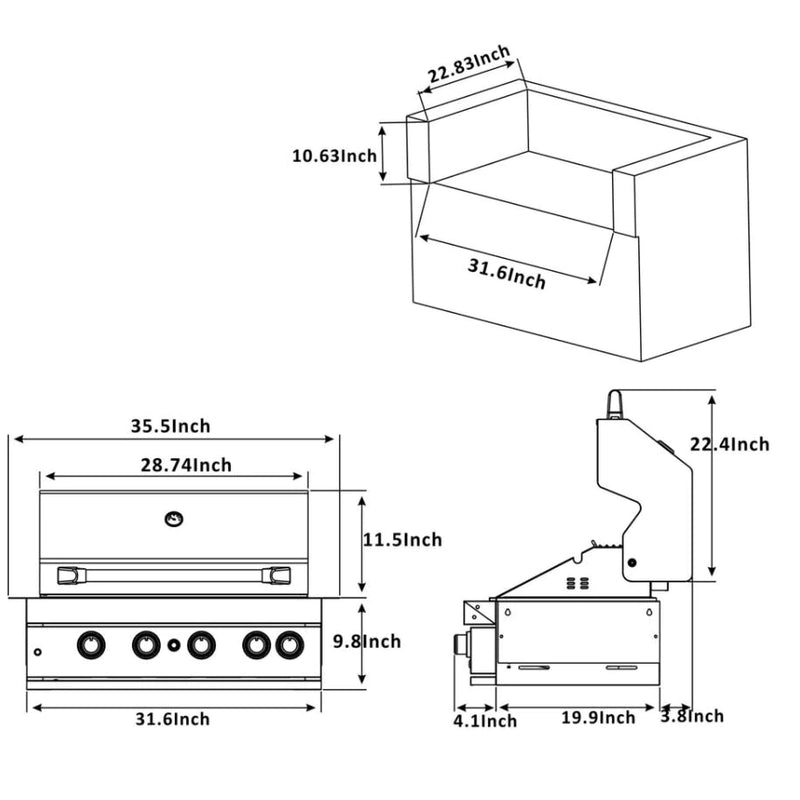 Mont Alpi Stainless Steel 400 32" Built In Barbecue