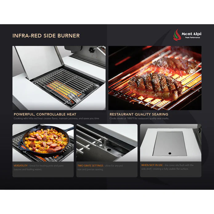 Mont Alpi Outdoor kitchen Black 6 Burner, Fridge and Weather Cover - 2.8m