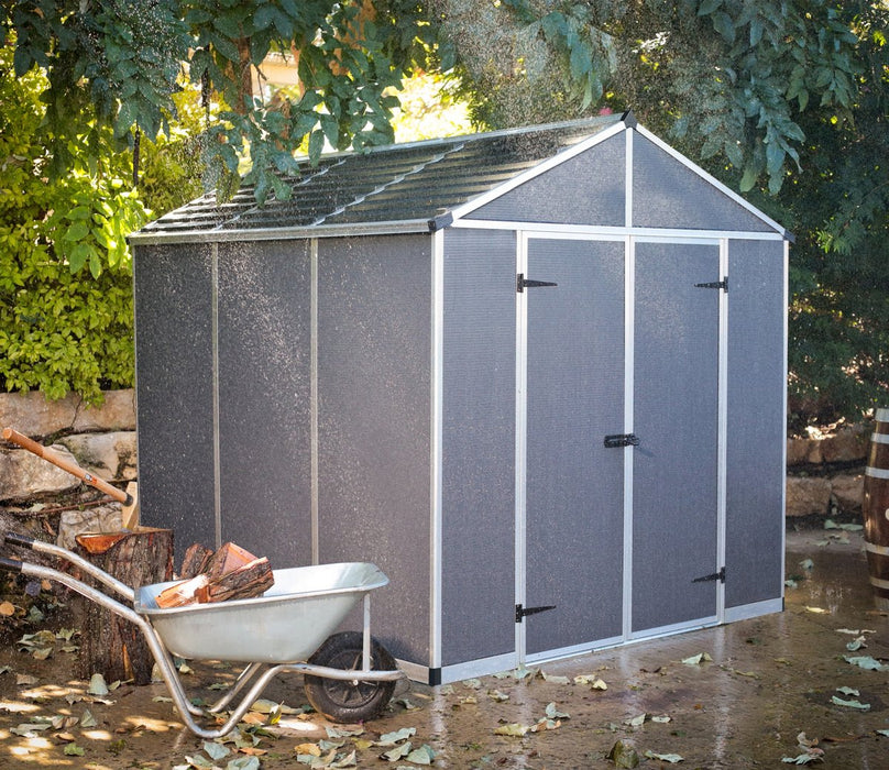 Rubicon 8 ft. x 8 ft. Shed With Floor - Dark Grey Panels