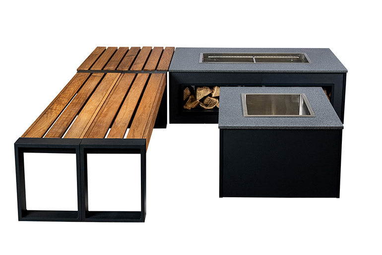 Porterhouse 2 grill benches, Openable seating/storage