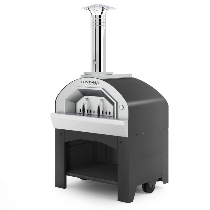 Fontana Prometeo Commercial Wood Fired Pizza Oven with Cart -Anthracite